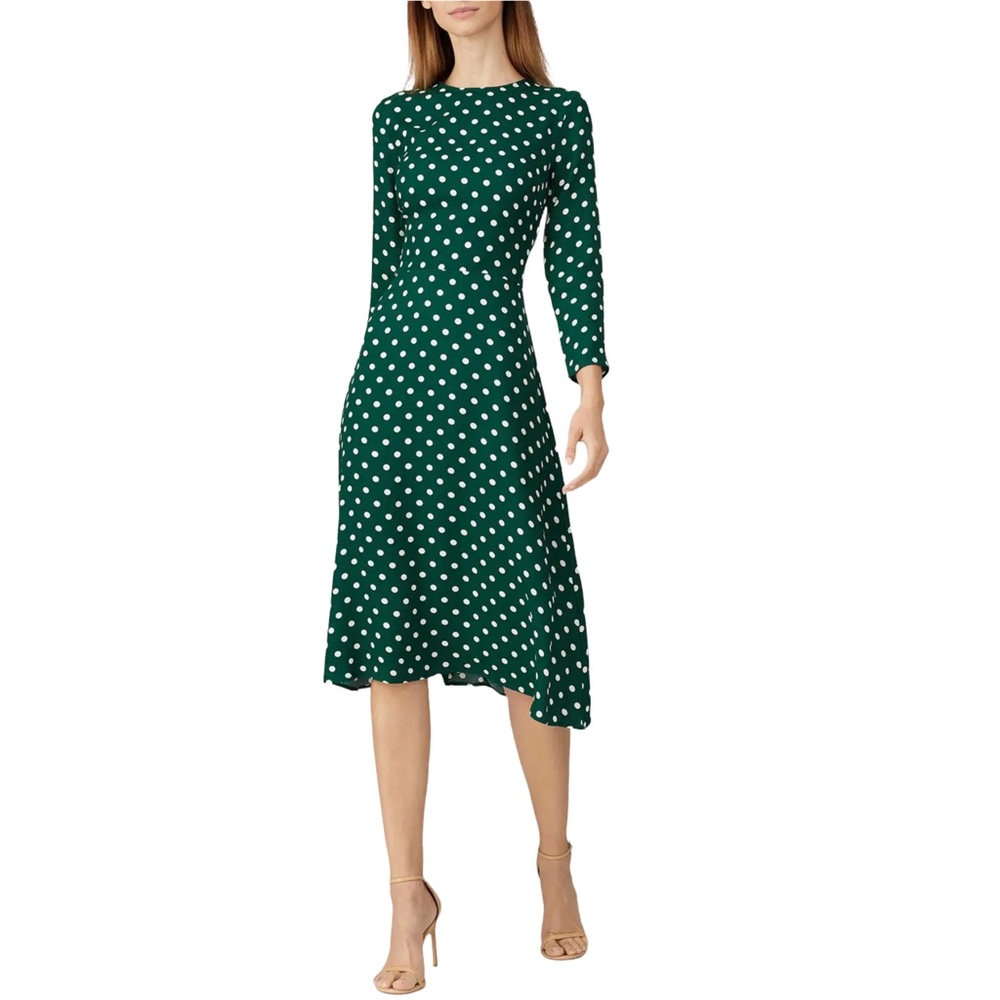 REFORMATION Long Sleeve Polka Dot Below Knee Moon Dress Size 6